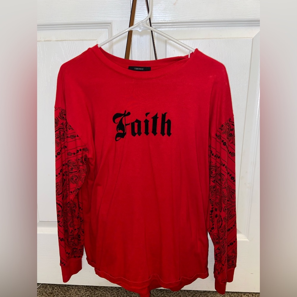 Red Faith Long Sleeve Size Small